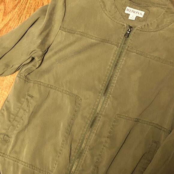 Merona Green Zip Front Utility Military Jacket Size Small - Picture 5 of 9